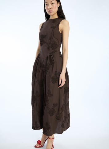 Floral patterned midi dress ROTATE Brown
